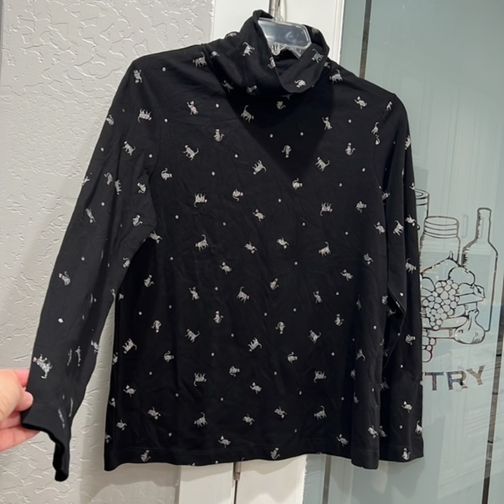 Serengeti Long Sleeve Turtle Neck Cat 🐈⬛ Cotton black shirt turtleneck large